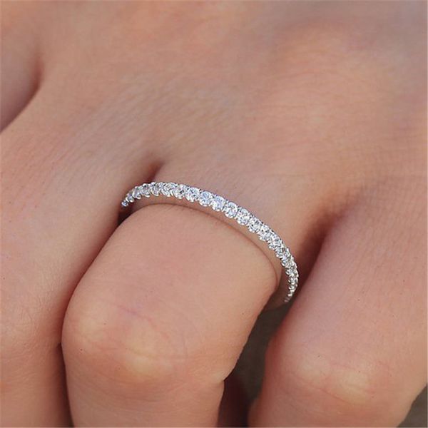 vecalon 3 colors fashion promise ring 925 sterling silver diamond stone engagement wedding band rings for women bridal jewelry, Slivery;golden